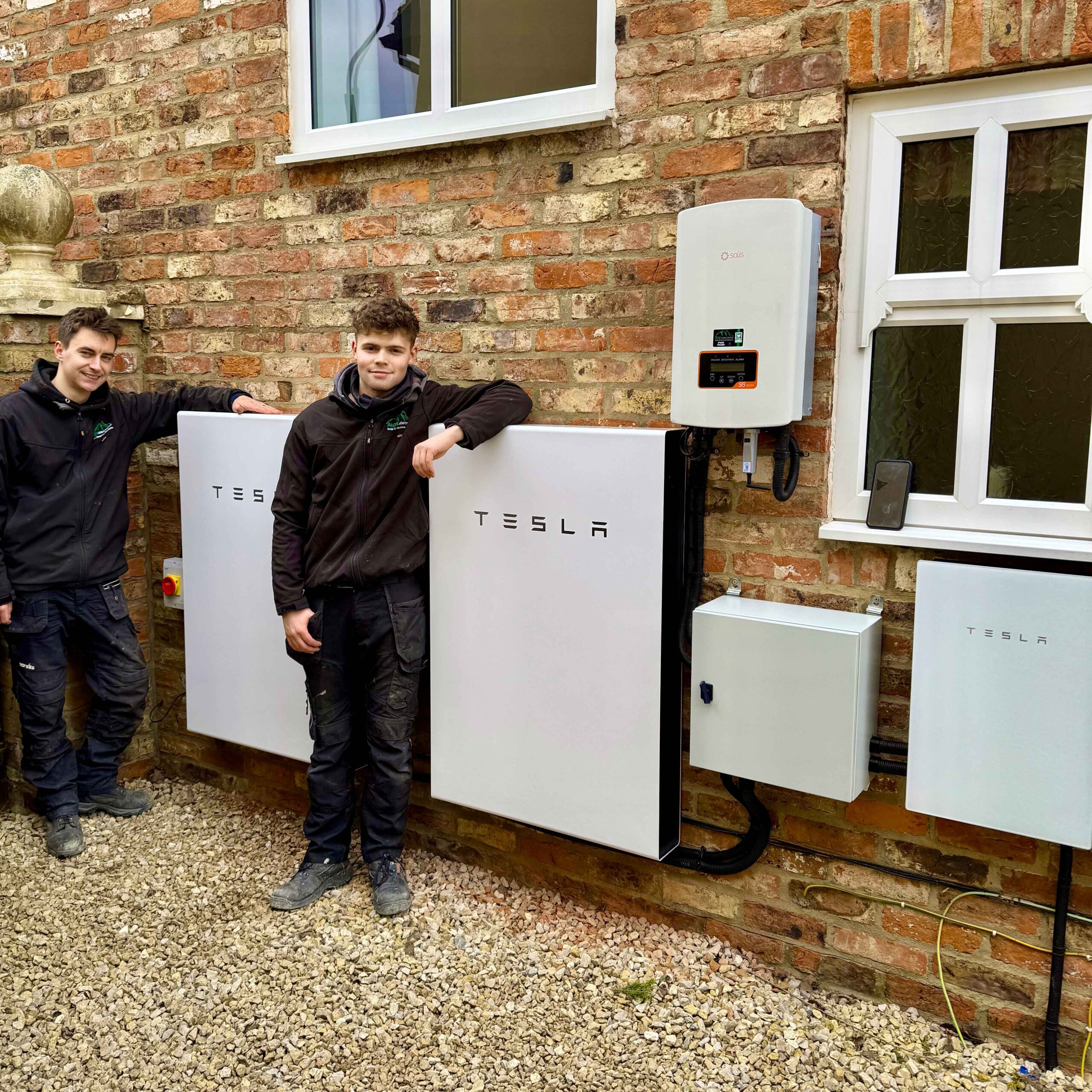 Two Tesla Powerwall units and Solis inverter installed by Alps Electrical in Stockton-On-Tees